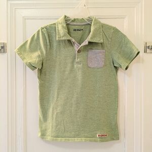 Hudson Green Striped Polo Tee